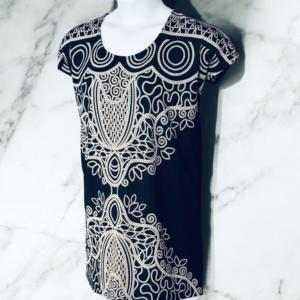 Vintage 80s Neiman Marcus Mini Dress Sz Small Party Shift Glam Retro Gold Chains